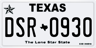 TX license plate DSR0930