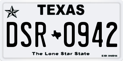 TX license plate DSR0942