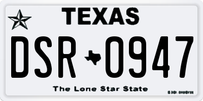 TX license plate DSR0947