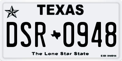TX license plate DSR0948