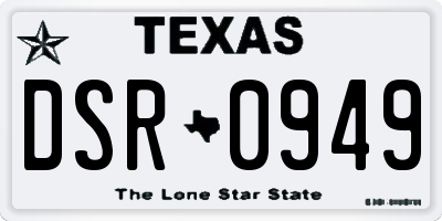 TX license plate DSR0949