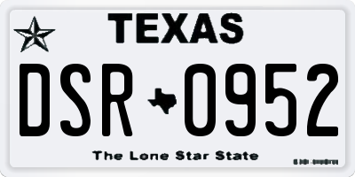 TX license plate DSR0952