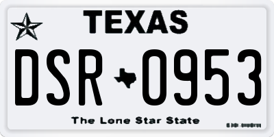 TX license plate DSR0953