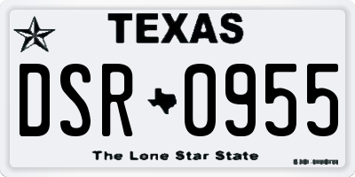 TX license plate DSR0955