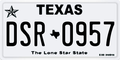 TX license plate DSR0957