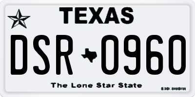 TX license plate DSR0960