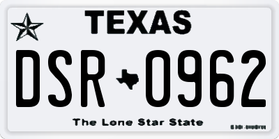 TX license plate DSR0962
