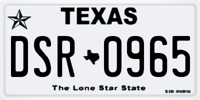 TX license plate DSR0965
