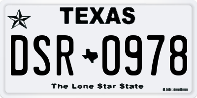 TX license plate DSR0978