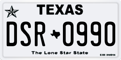 TX license plate DSR0990