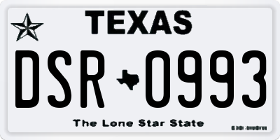 TX license plate DSR0993