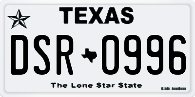 TX license plate DSR0996