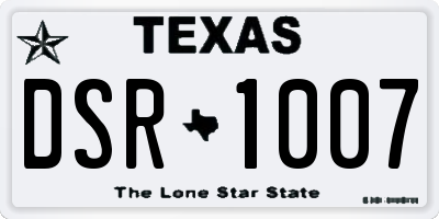 TX license plate DSR1007