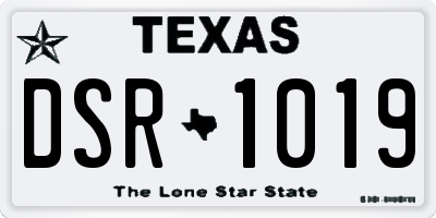 TX license plate DSR1019
