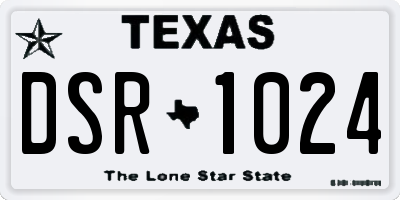 TX license plate DSR1024