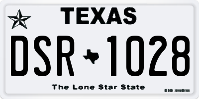 TX license plate DSR1028