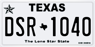 TX license plate DSR1040