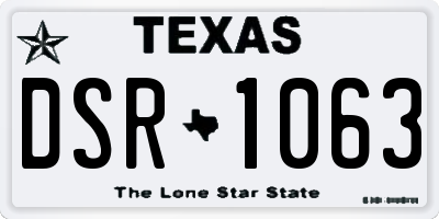 TX license plate DSR1063
