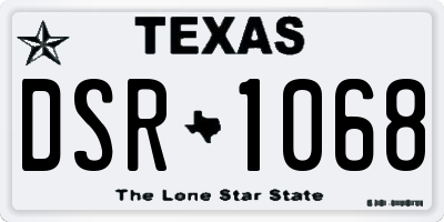 TX license plate DSR1068
