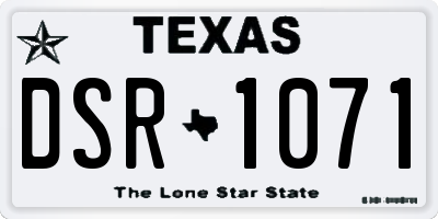 TX license plate DSR1071