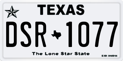 TX license plate DSR1077