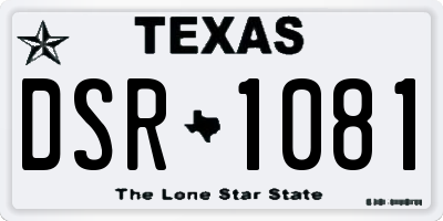 TX license plate DSR1081