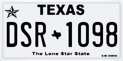TX license plate DSR1098