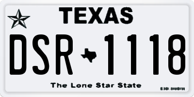 TX license plate DSR1118