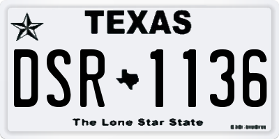 TX license plate DSR1136