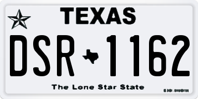 TX license plate DSR1162