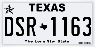 TX license plate DSR1163