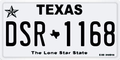TX license plate DSR1168