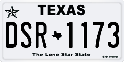 TX license plate DSR1173