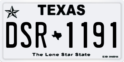 TX license plate DSR1191