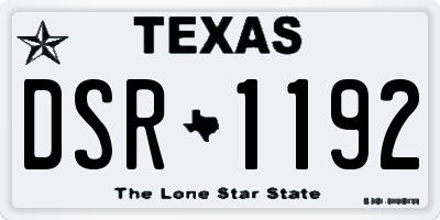 TX license plate DSR1192