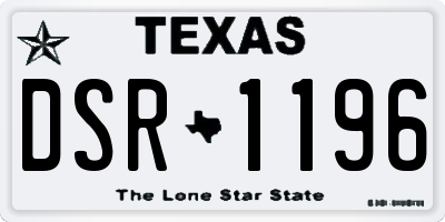 TX license plate DSR1196