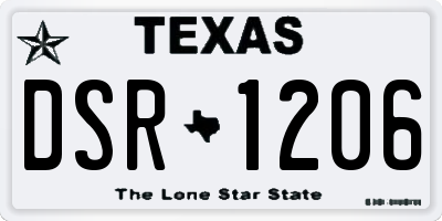 TX license plate DSR1206