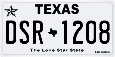 TX license plate DSR1208