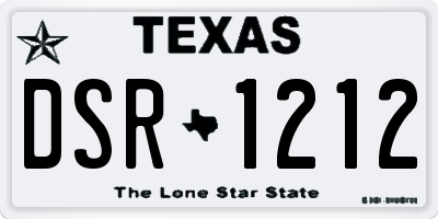 TX license plate DSR1212