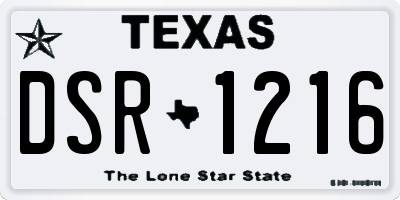 TX license plate DSR1216