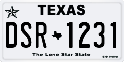TX license plate DSR1231