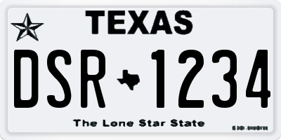 TX license plate DSR1234