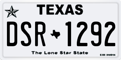 TX license plate DSR1292