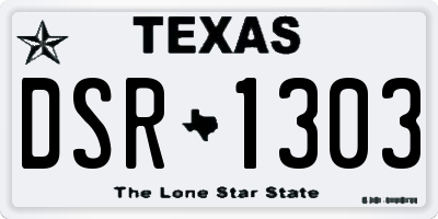 TX license plate DSR1303