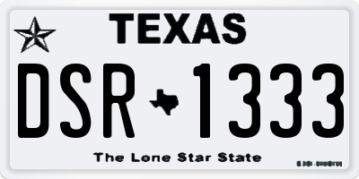 TX license plate DSR1333