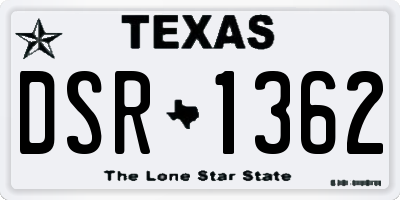TX license plate DSR1362