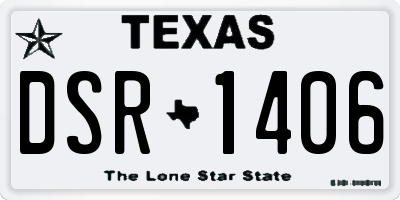 TX license plate DSR1406