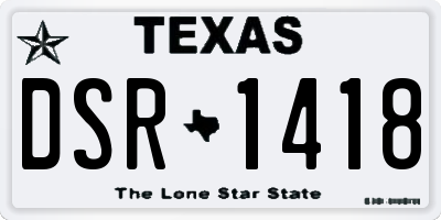 TX license plate DSR1418