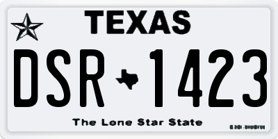 TX license plate DSR1423