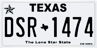 TX license plate DSR1474